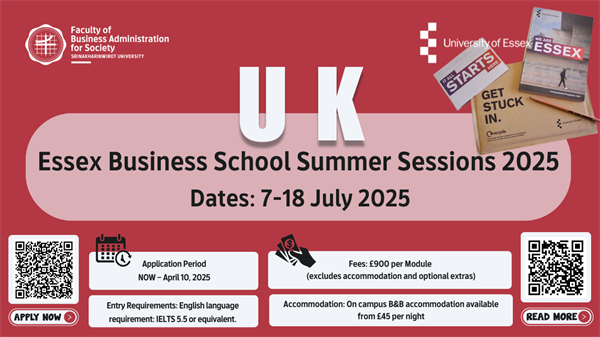 รับสมัครนิสิตเข้าร่วมโครงการ Essex Business School Summer Sessions 2025